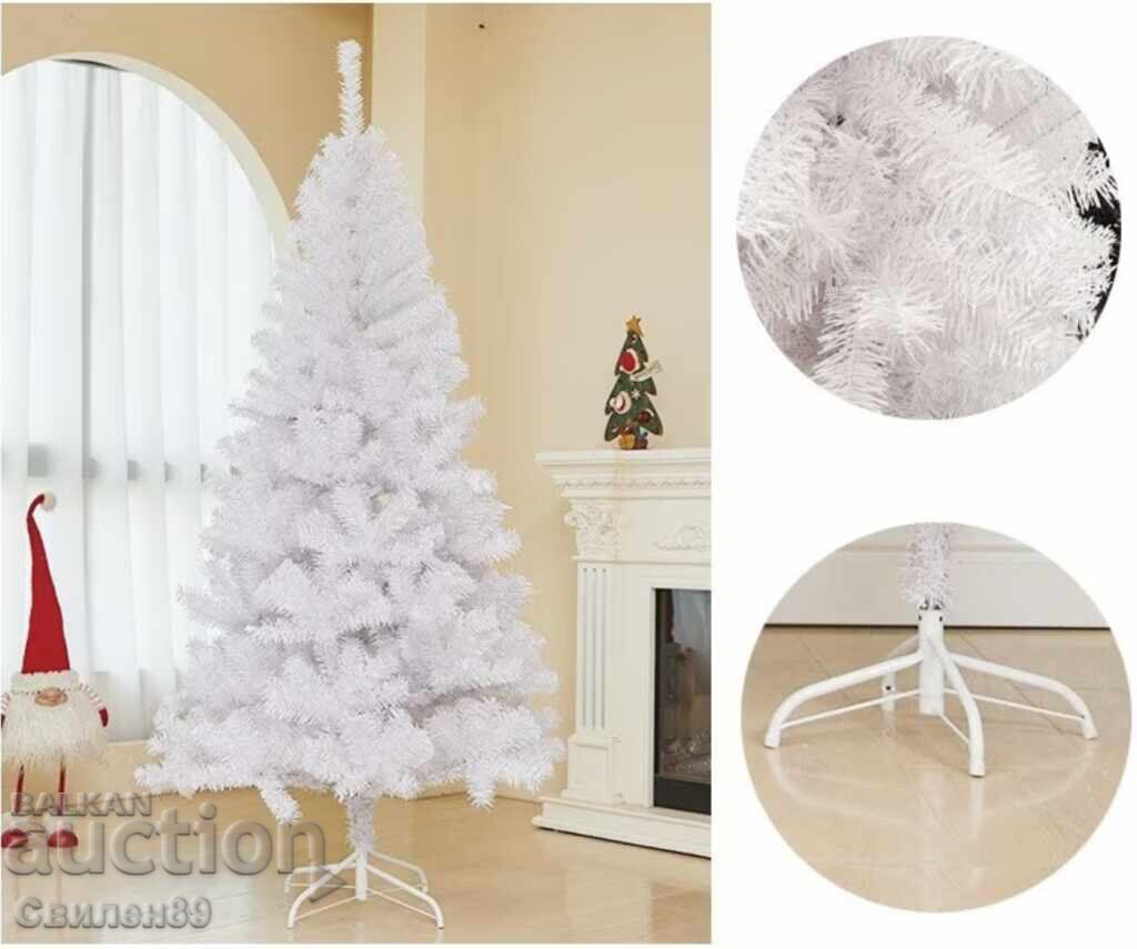 Christmas Snowy white or green fir tree with pine cones + plastic base