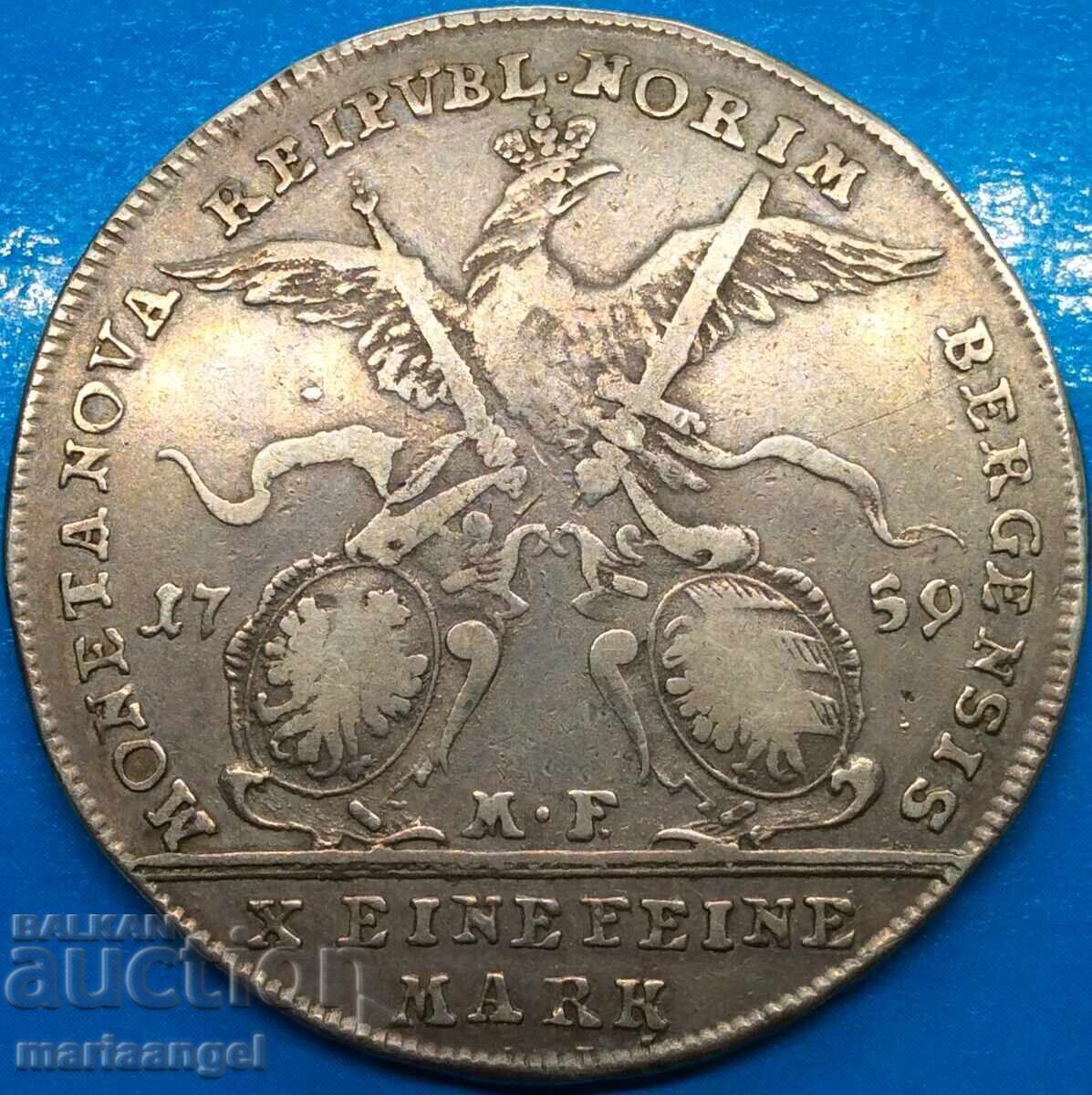 1 Thaler 1759 Germany Nuremberg Francis I 27.64g silver - 6