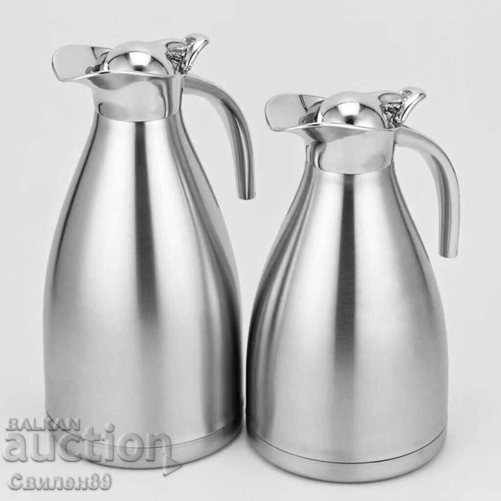Σετ από 2 θερμός Cheffinger 1L + 1.5L ασημένιο τσαγιέρα