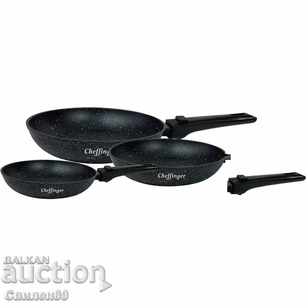 Set of 3 Cheffinger induction pans with removable handles - 5