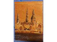 Tablou panou de perete URSS lemn incrustat