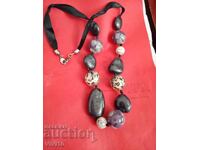 Antique necklace, large beads