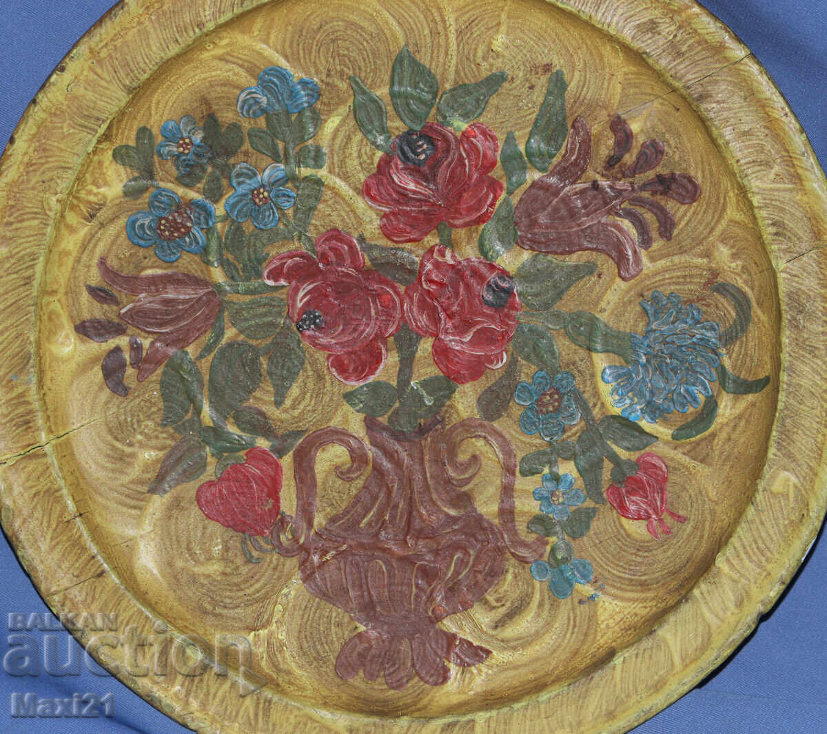 Decorative hand-painted wooden plate, still life - 5