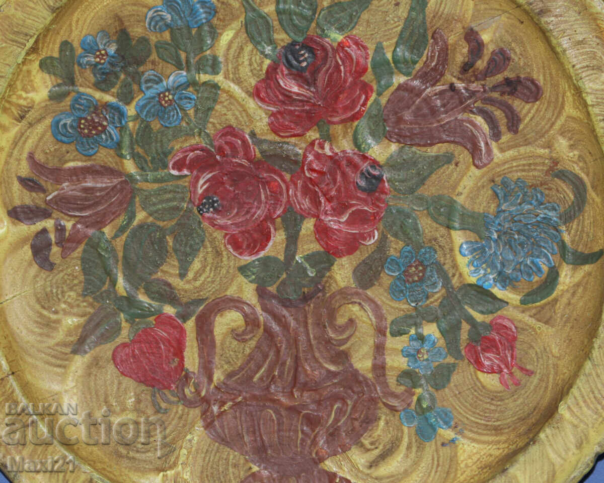 Decorative hand-painted wooden plate, still life - 6