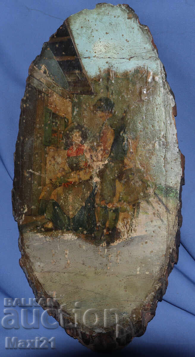 Antique oil painting on wood with price 170.00 BGN | € 86.92