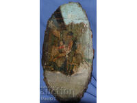 Pictură în ulei veche pe lemn