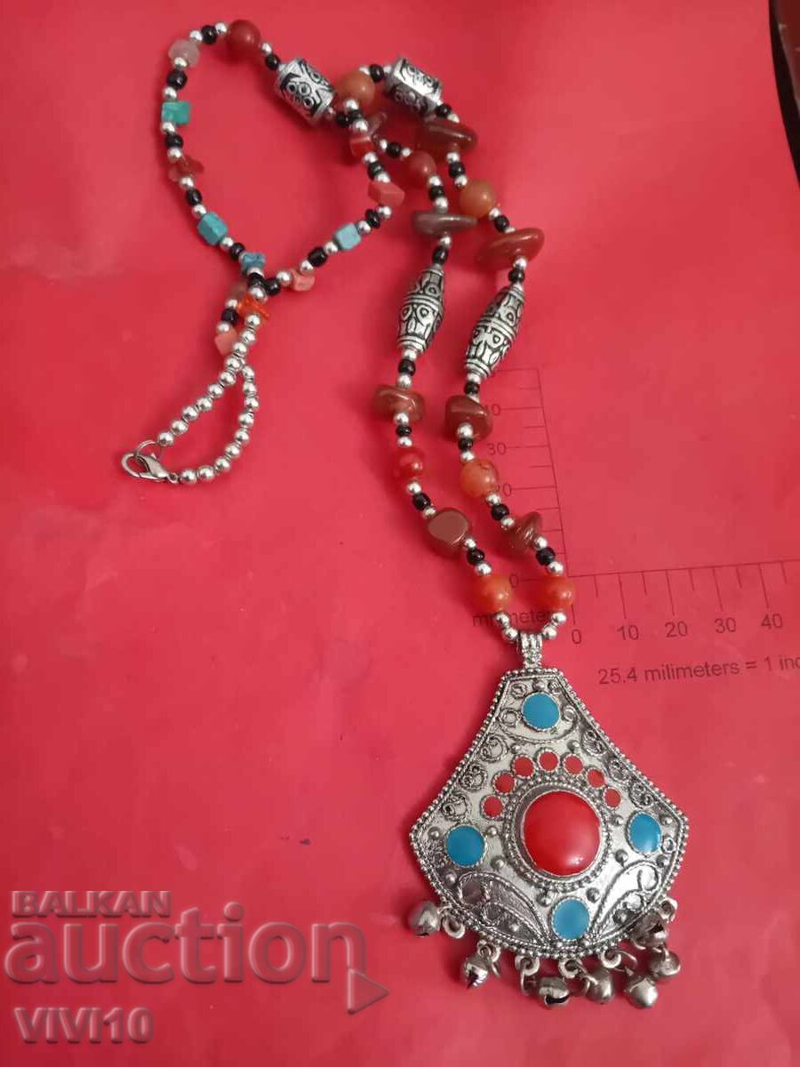 Antique necklace with enamel and stones