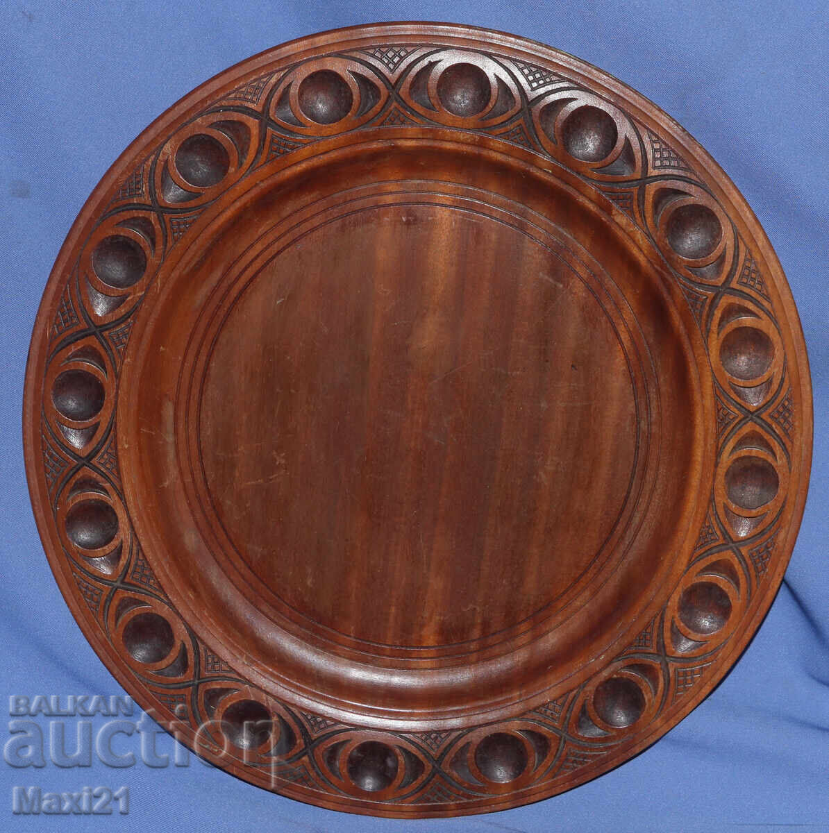 Δημοπρασία Διακοσμητικό πιάτο χειροποίητο ξυλόγλυπτο