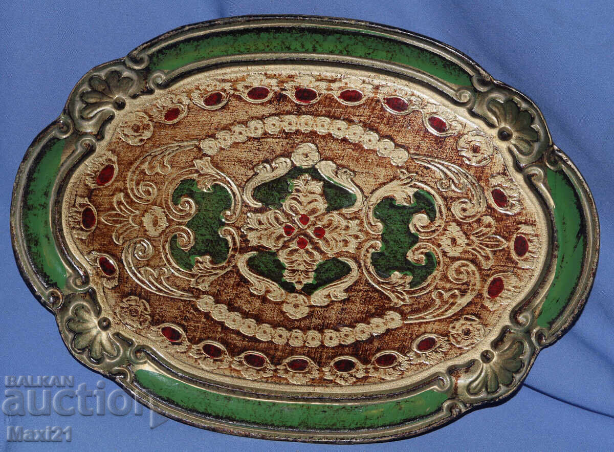 Tavă decorativă din lemn lucrată manual Italia - 6