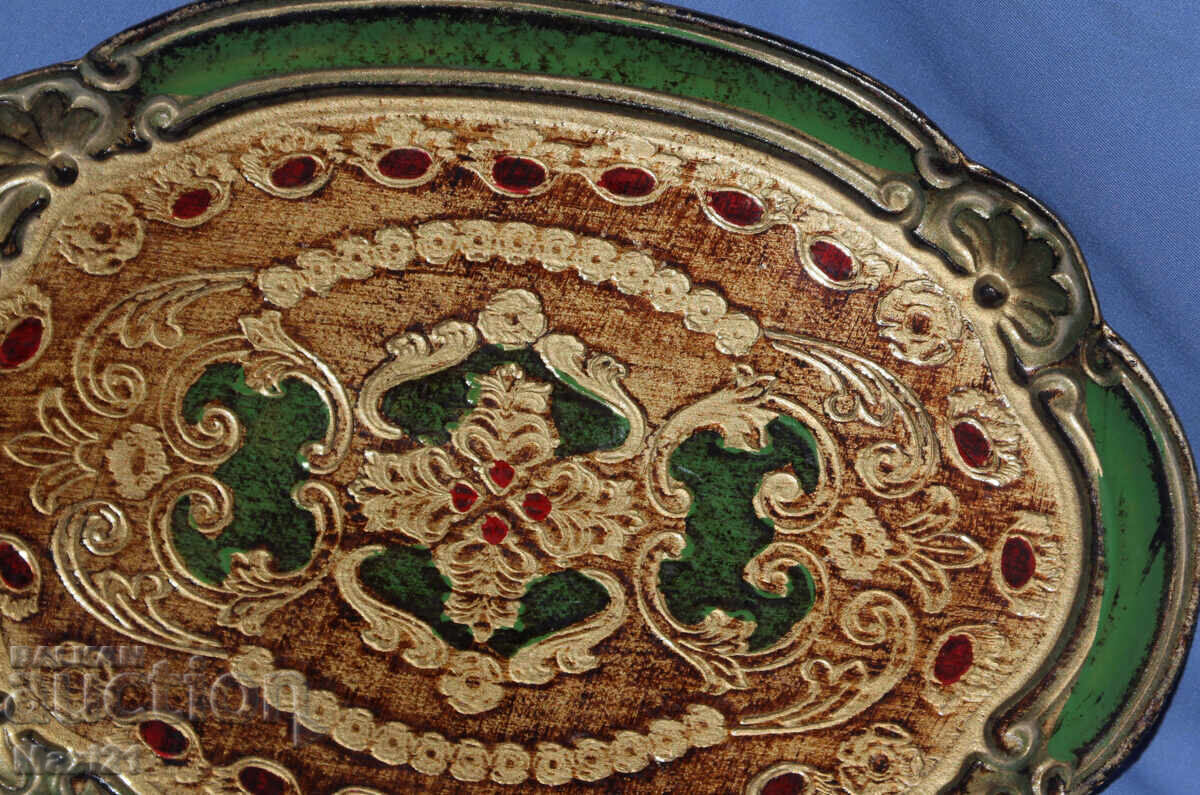 Tavă decorativă din lemn lucrată manual Italia - 7