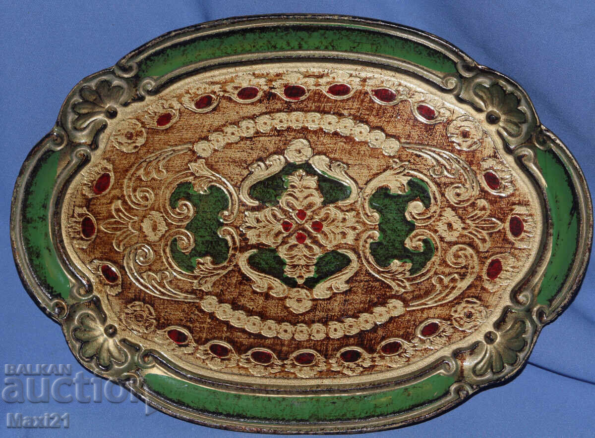 Tavă decorativă din lemn lucrată manual Italia