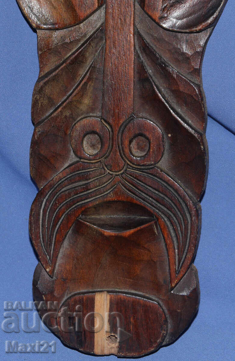 Ръчно резбовано дървено пано маска - 5