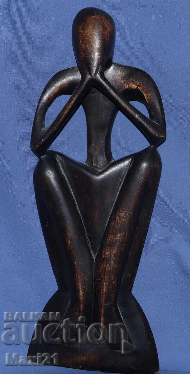 Δημοπρασία Χειροποίητη ξυλόγλυπτη γλυπτική στυλιζαρισμένη φιγούρα