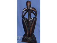 Sculptură din lemn sculptată manual, figură stilizată