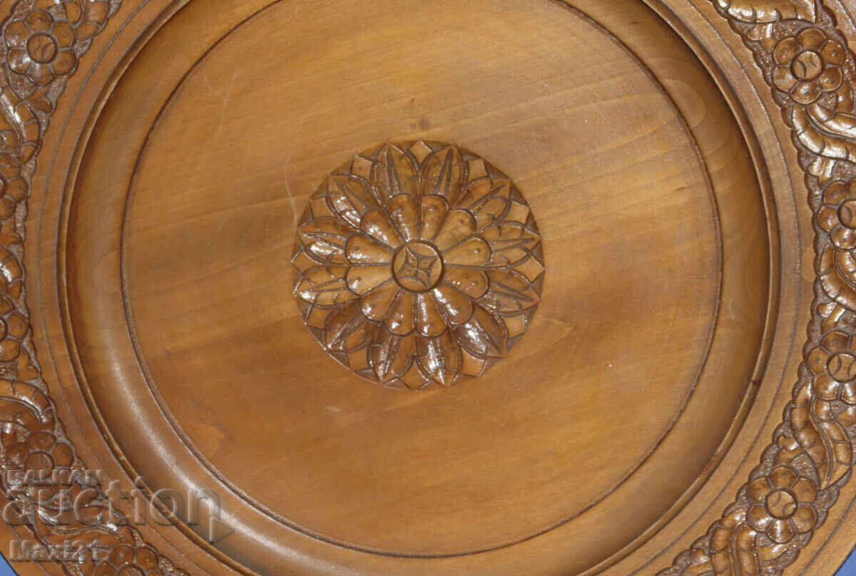 Декоративна чиния ръчно изработена дърворезба - 5