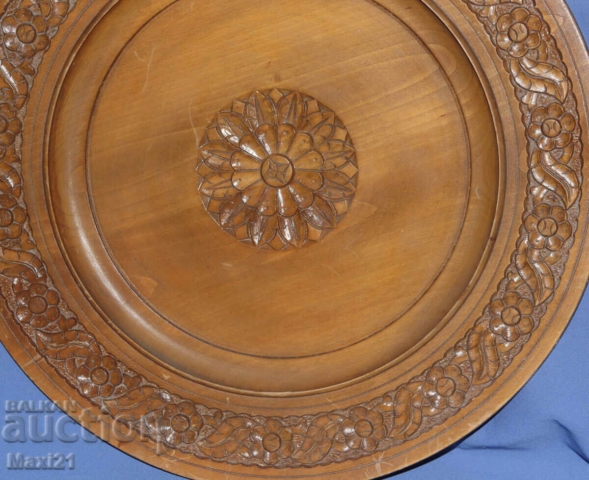 Декоративна чиния ръчно изработена дърворезба - 6