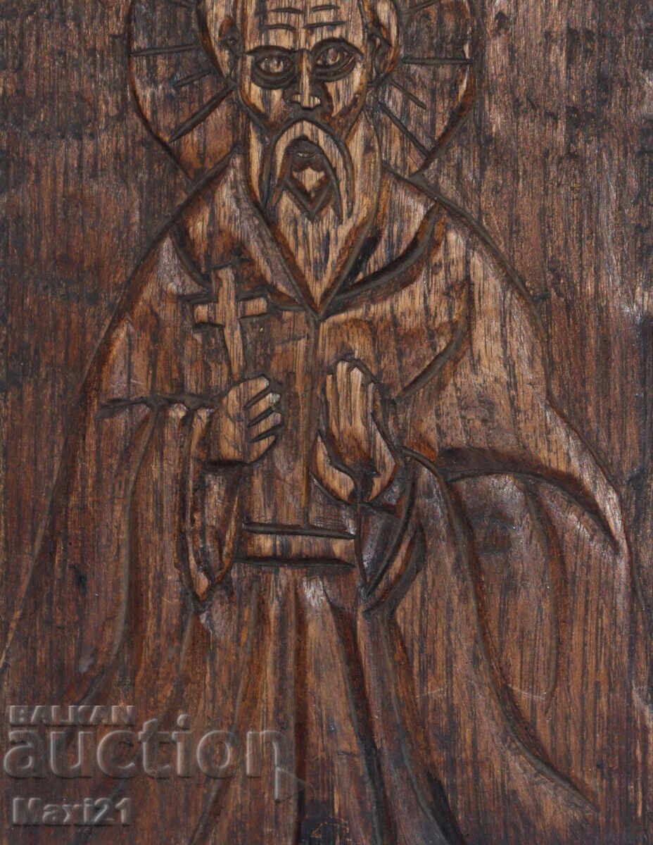 Ръчно резбована дървена икона Св. Николай Чудотворец - 5 Ръчно резбована дървена икона Св. Николай Чудотворец - 5