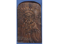 Icoană din lemn sculptată manual Sf. Nicolae Făcătorul de Minuni