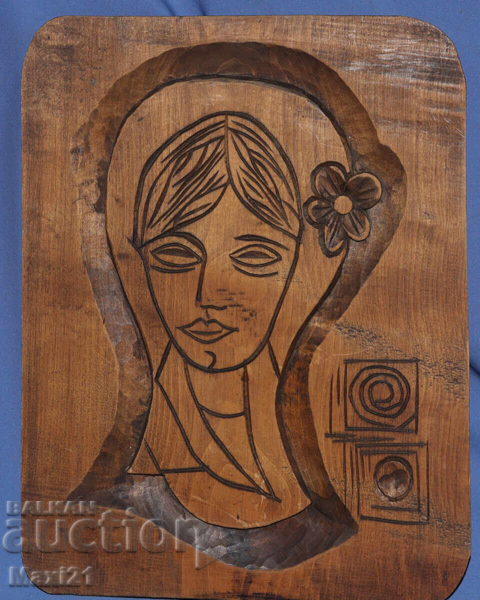 Χειροποίητο ξυλόγλυπτο ξύλινο πάνελ γυναικείο πορτρέτο κοπέλα με τιμή 170.00 BGN | € 86.92 Χειροποίητο ξυλόγλυπτο ξύλινο πάνελ γυναικείο πορτρέτο κοπέλα με τιμή 170.00 BGN | € 86.92