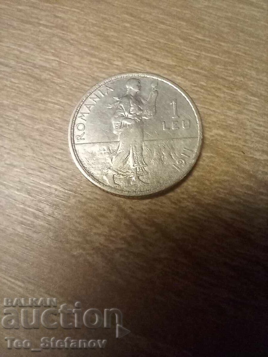 1 leu 1911 Romania argint
