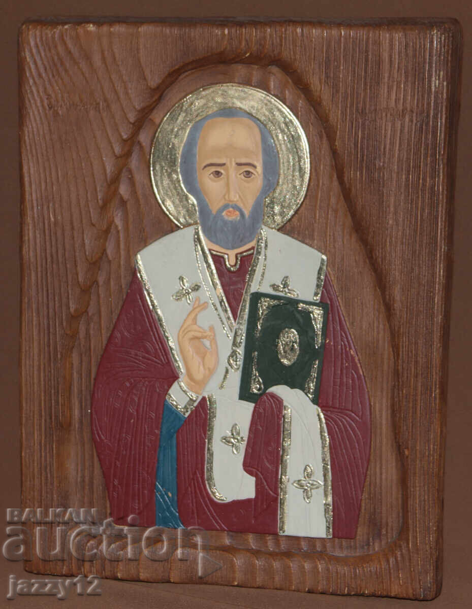 Relief Icon St. Nicholas the Wonderworker with price 100.00 BGN | € 51.13 Relief Icon St. Nicholas the Wonderworker with price 100.00 BGN | € 51.13