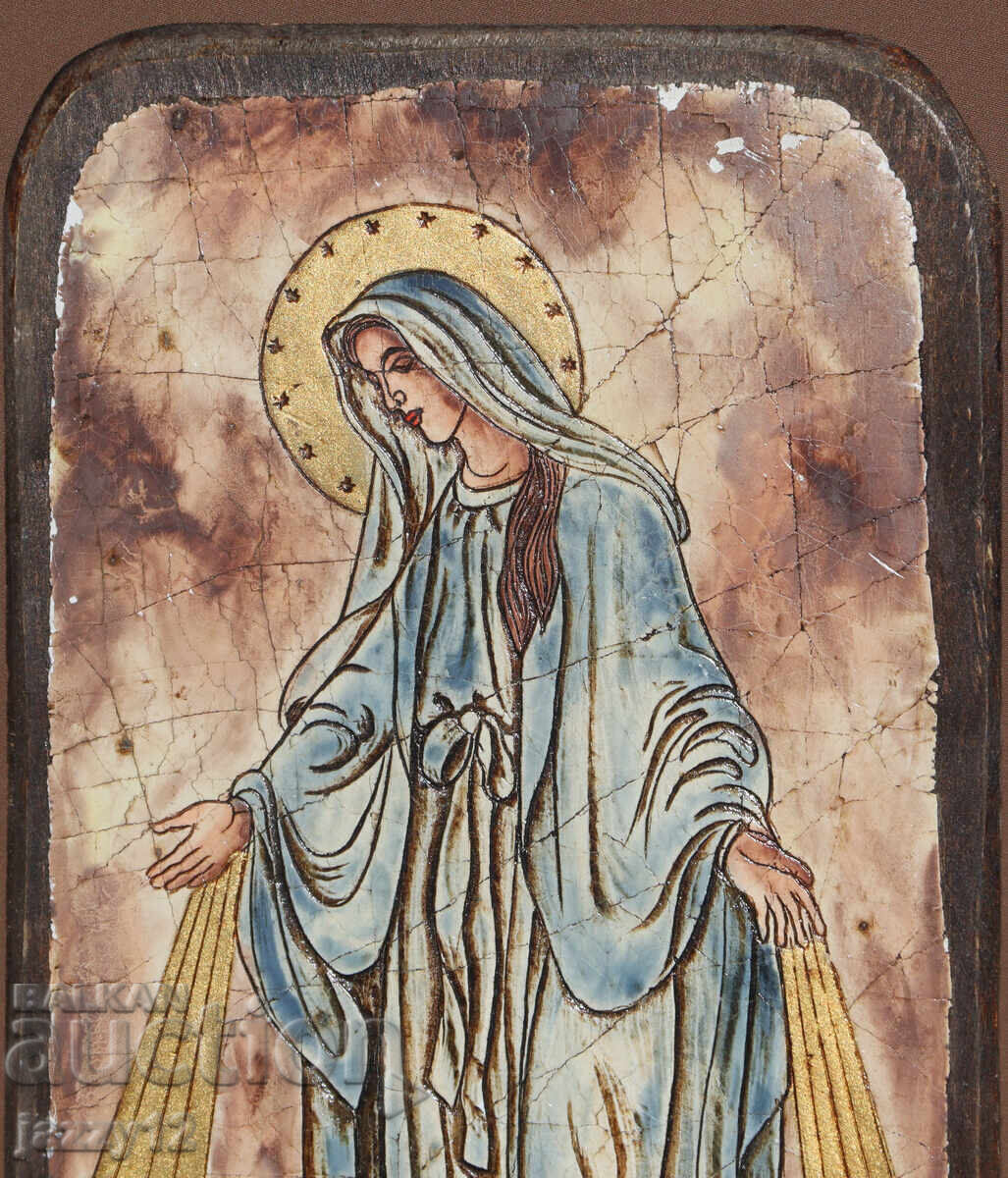 Licitație Icoană ortodoxă pe lemn Maica Domnului