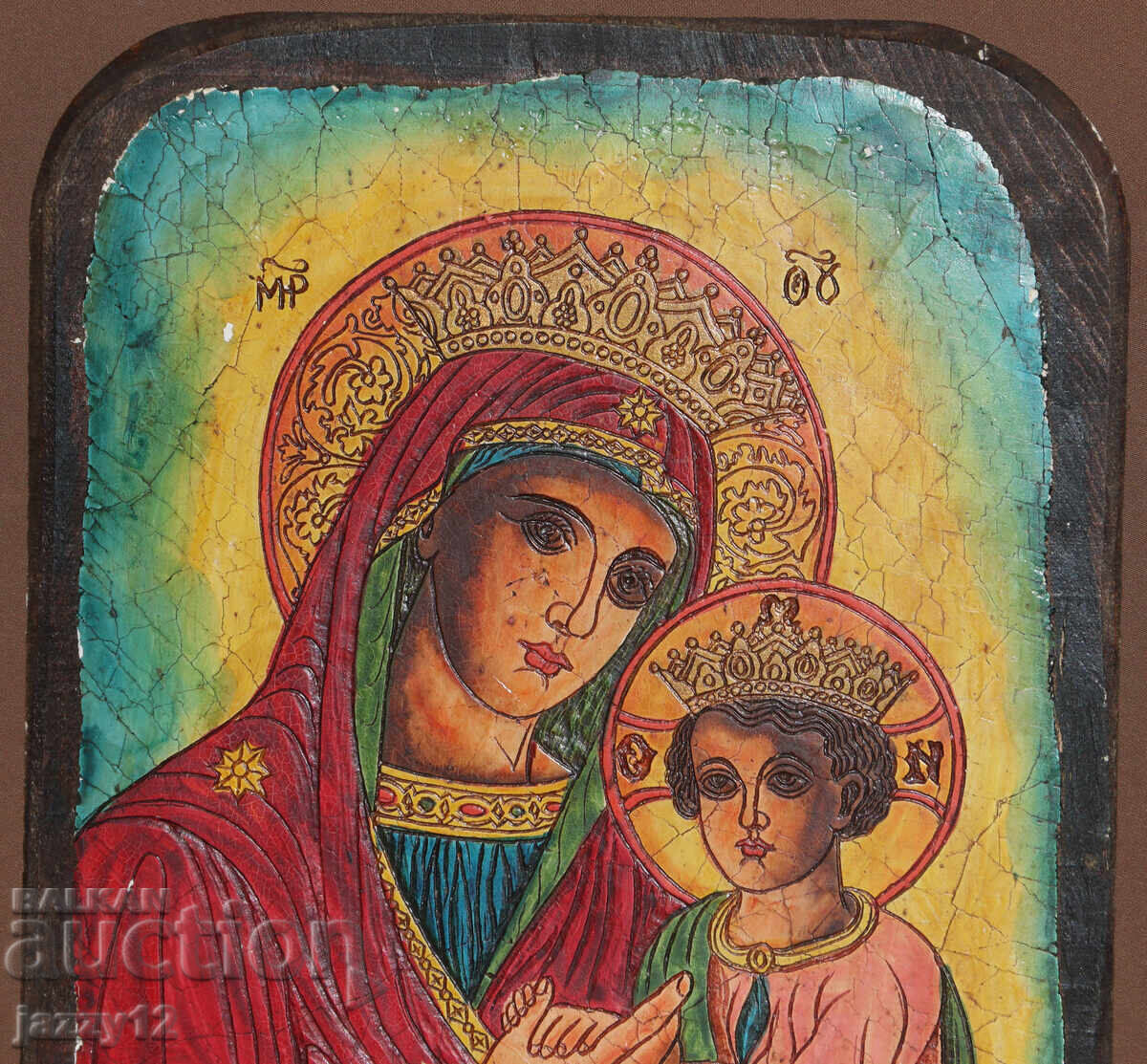Auction Orthodox Icon on Wood, Theotokos with the Child Auction Orthodox Icon on Wood, Theotokos with the Child