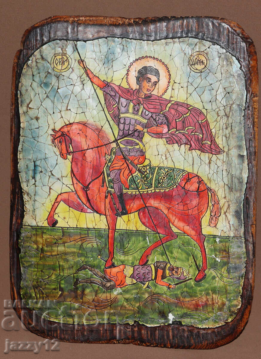 Православна икона на дърво Свети Димитър с цена 90.00 лв. | € 46.02