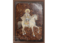 Orthodox Icon on Wood Saint Menas on Horseback
