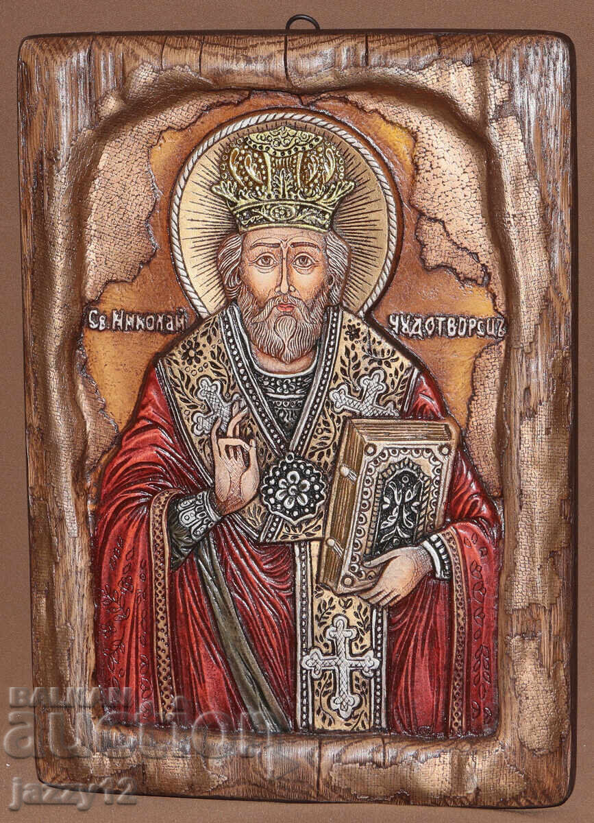 Icoană în relief Sfântul Nicolae Făcătorul de minuni