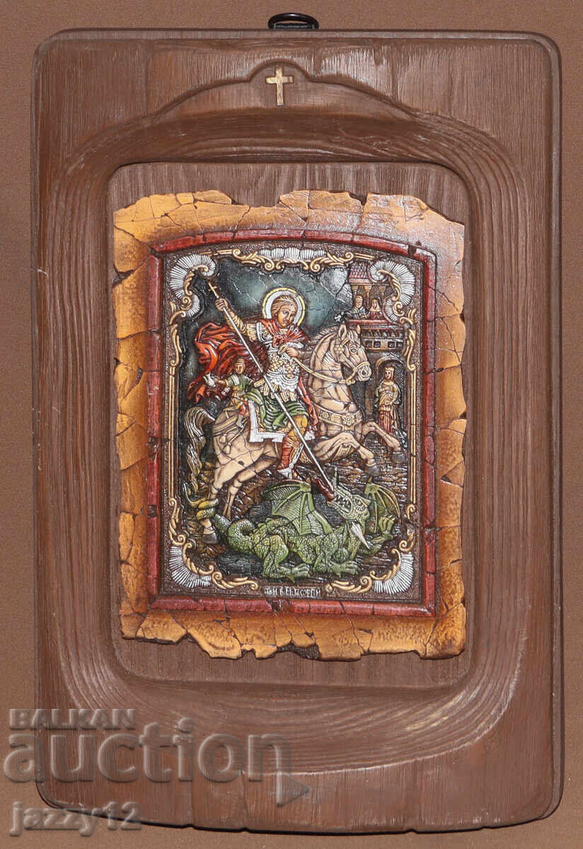 Релефна икона Свети Георги убива змея