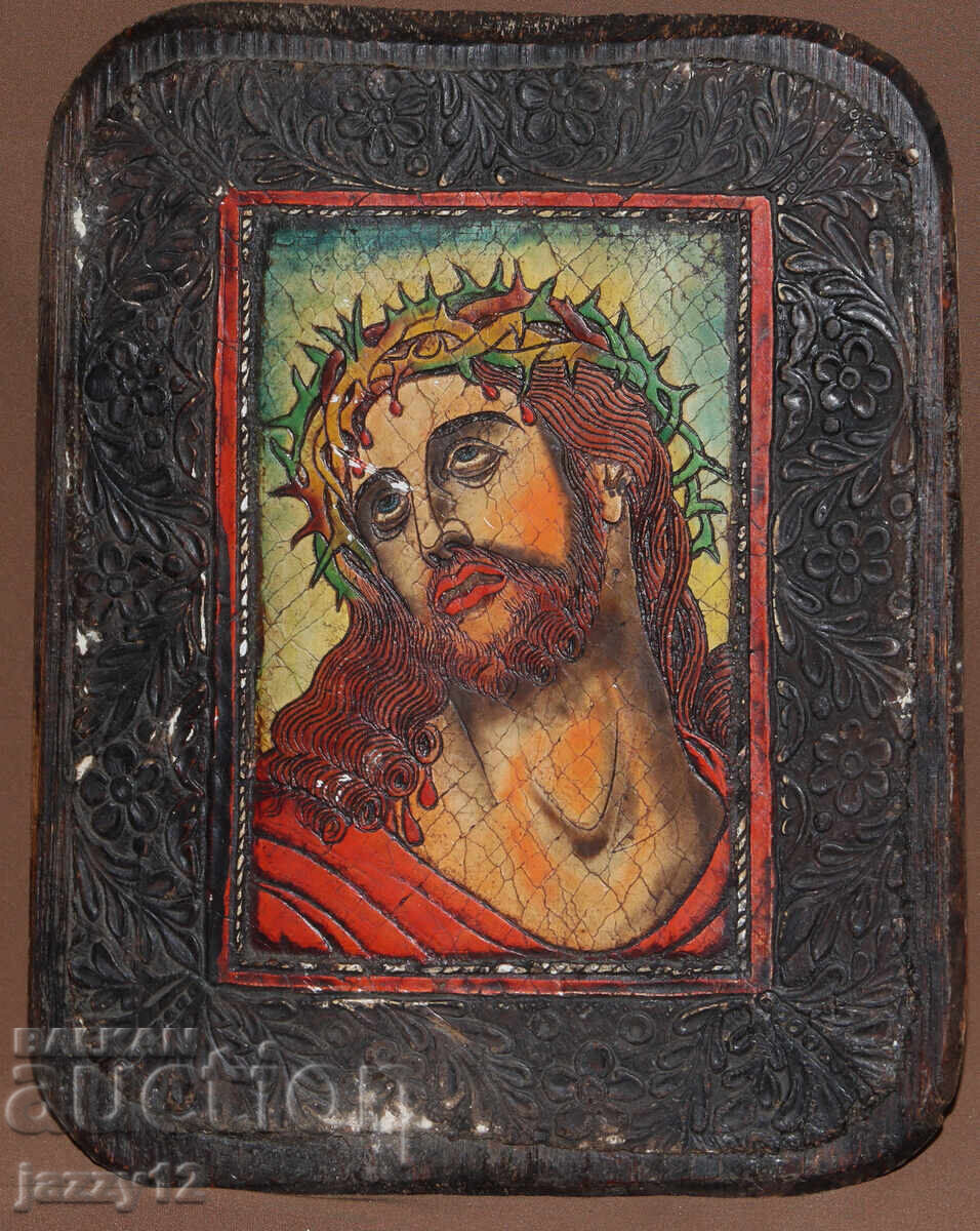 Православна икона на дърво Исус Христос с цена 90.00 лв. | € 46.02