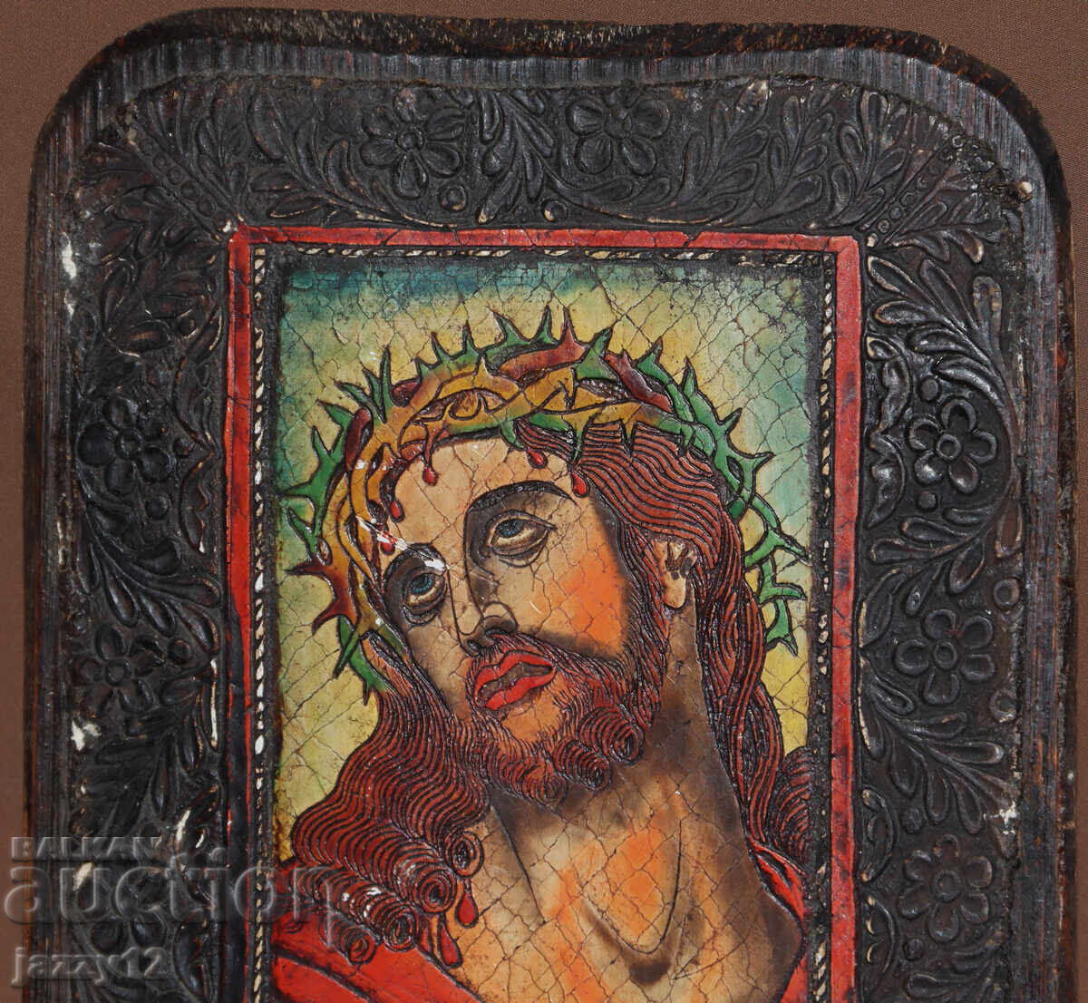 Аукцион Православна икона на дърво Исус Христос