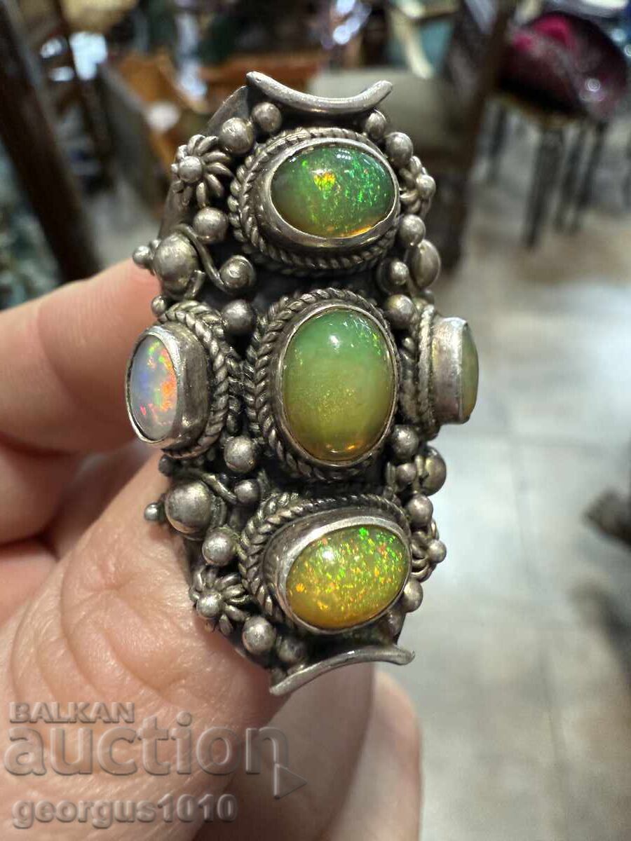 Silver ring with opals №7464
