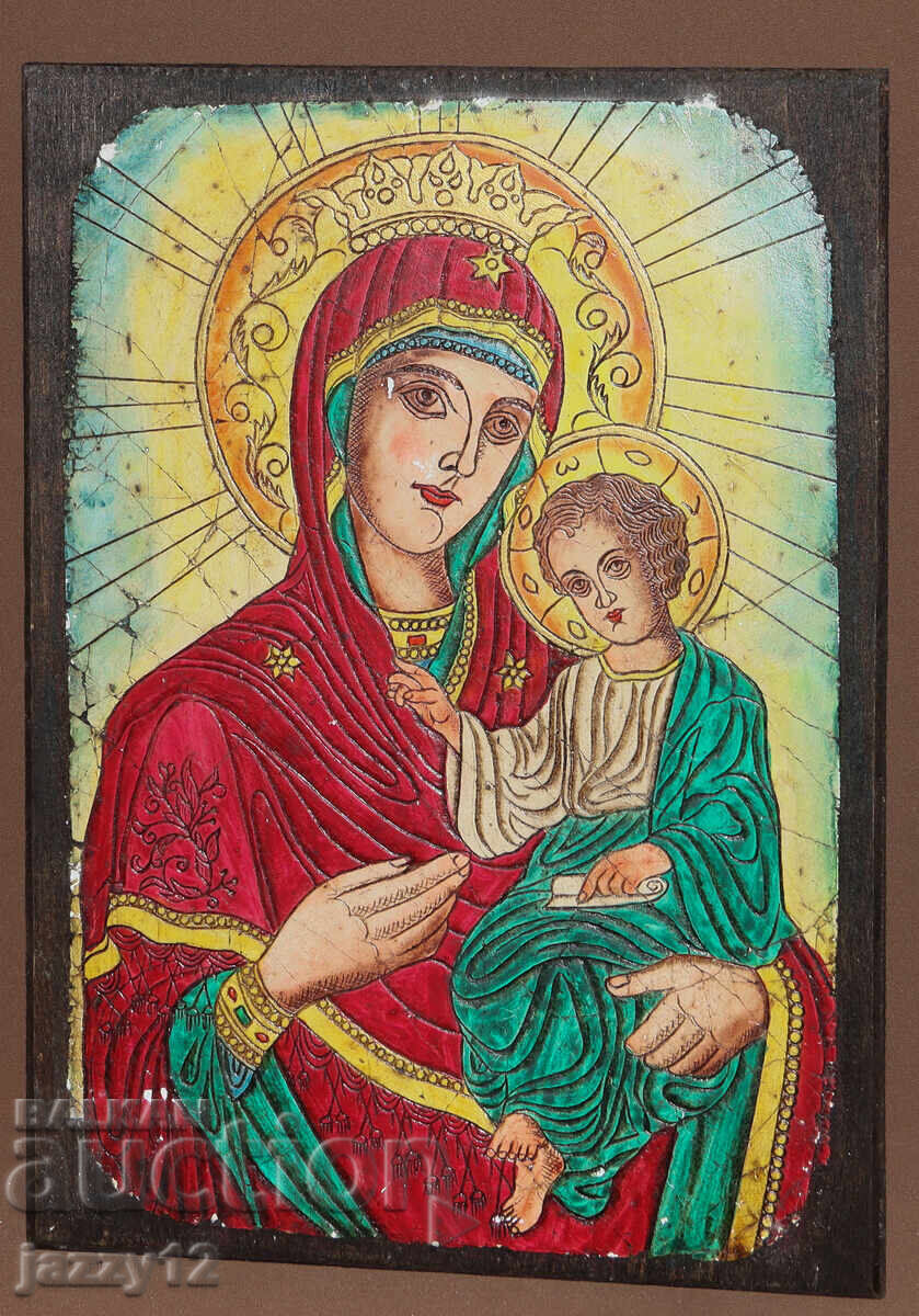 Православна икона на дърво Богородица с Младенеца