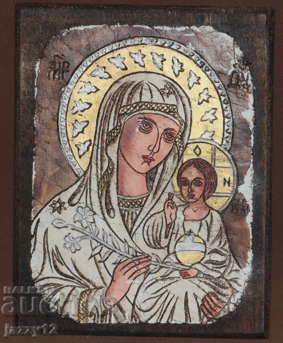 Ορθόδοξη εικόνα σε ξύλο Παναγία με το Θείο Βρέφος με τιμή 80.00 BGN | € 40.90