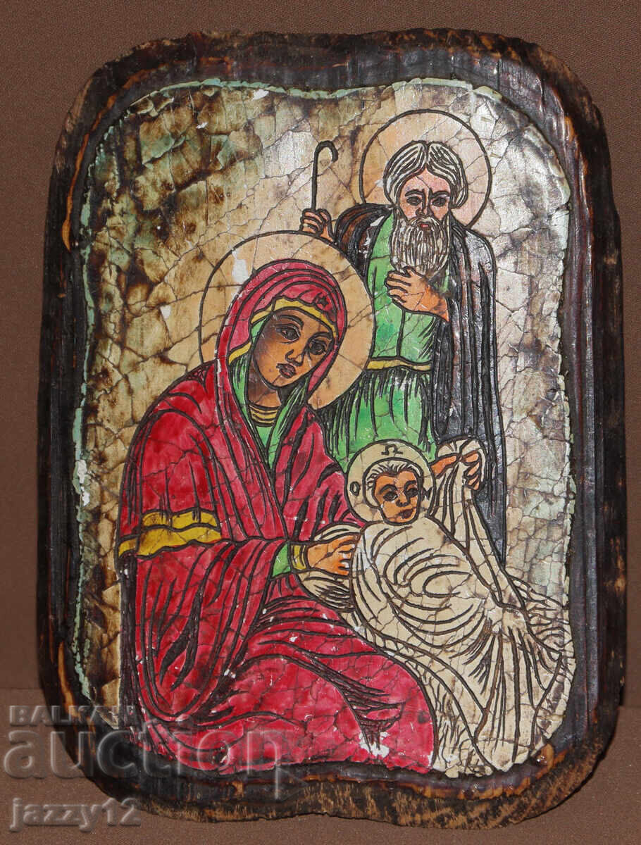 Православна икона на дърво Рождество Христово Православна икона на дърво Рождество Христово