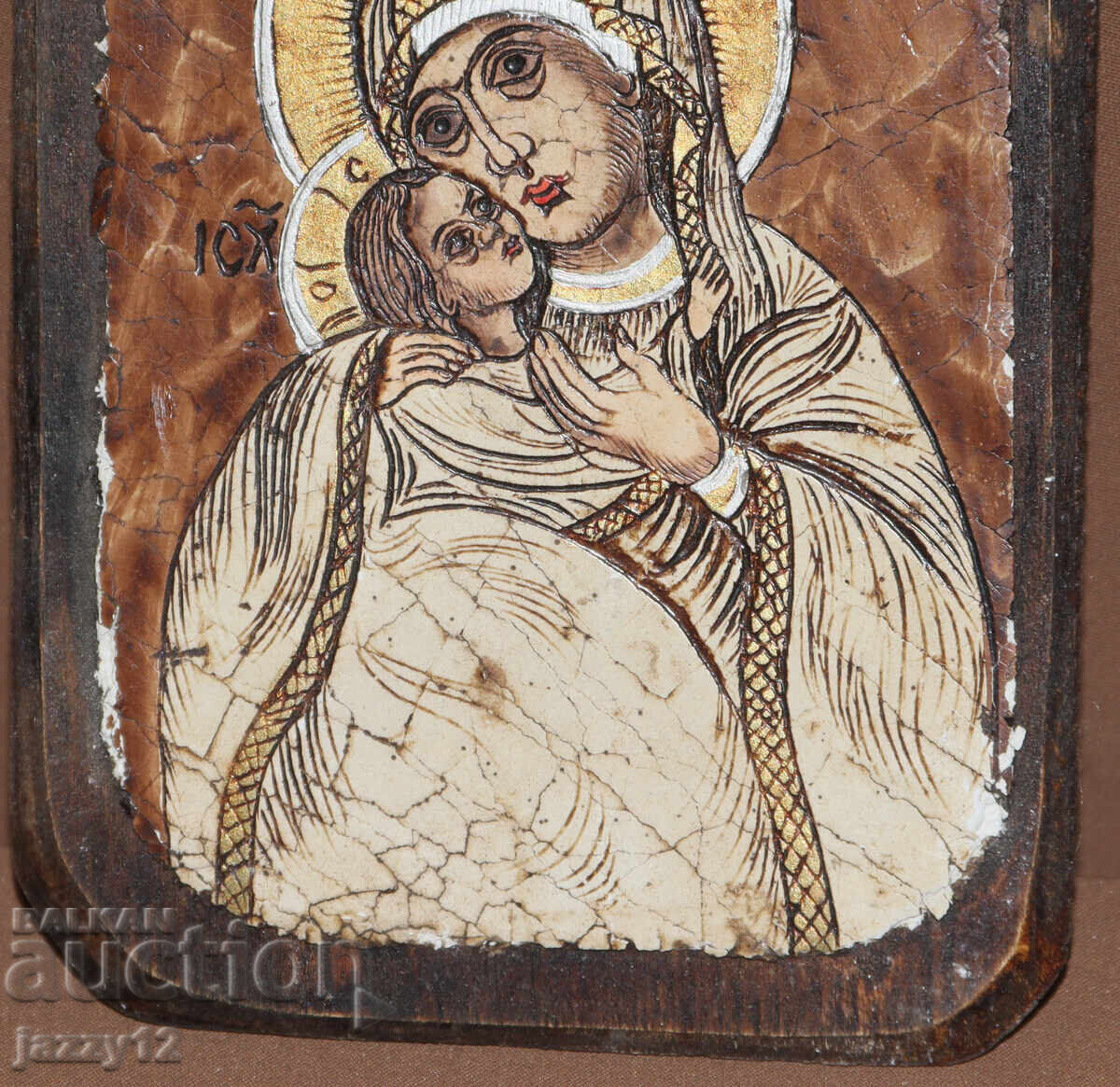 Παράδοση Ορθόδοξη εικόνα σε ξύλο Παναγία με το Θείο Βρέφος