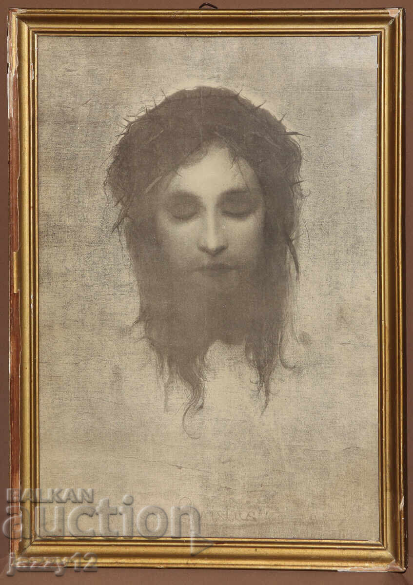 Litoografie veche înrămată, icoană Iisus Hristos cu preț 150.00 BGN | € 76.69 Litoografie veche înrămată, icoană Iisus Hristos cu preț 150.00 BGN | € 76.69