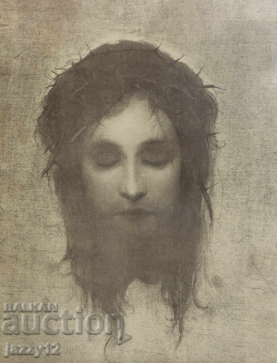 Litoografie veche înrămată, icoană Iisus Hristos - 5 Litoografie veche înrămată, icoană Iisus Hristos - 5