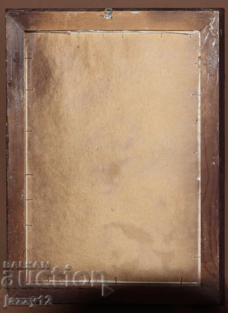 Παλιά, πλαισιωμένη εικόνα λιθογραφία Παναγία με το Θείο Βρέφος - 5