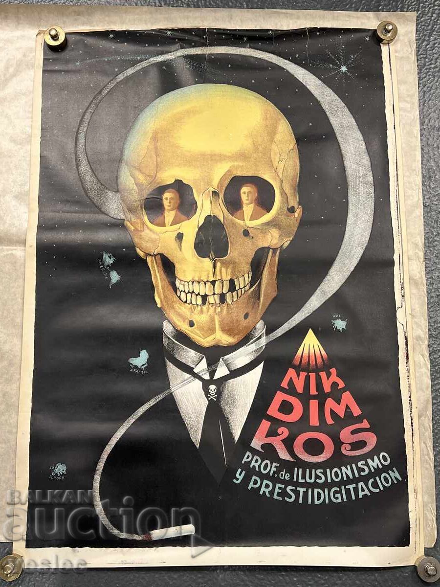 1923 Nikola Dimov Kotsev Illusionist Circus Poster