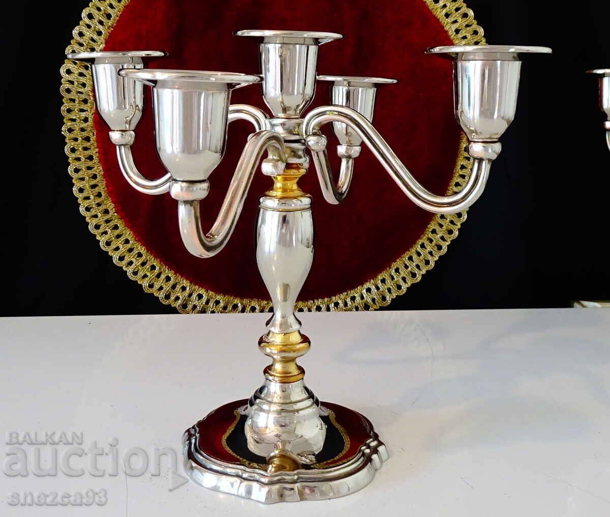 Ασημένια κηροπήγια πεντάδες, επίχρυσα, καθαρός χαλκός με τιμή 249.00 BGN | € 127.31