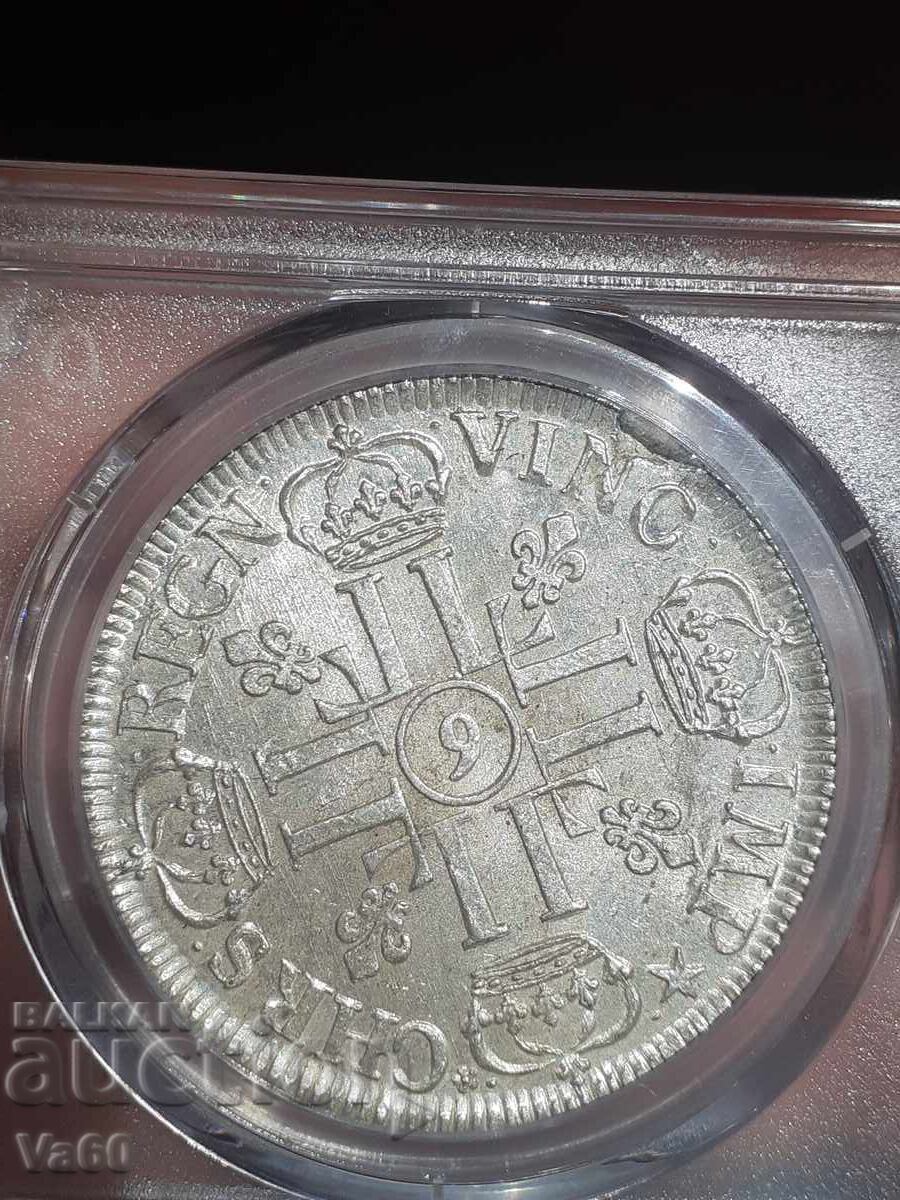 Ecu 1691 Rennes Franța argint AU58 PCGS cu preț € 1150.00 | 2249.21 BGN Ecu 1691 Rennes Franța argint AU58 PCGS cu preț € 1150.00 | 2249.21 BGN