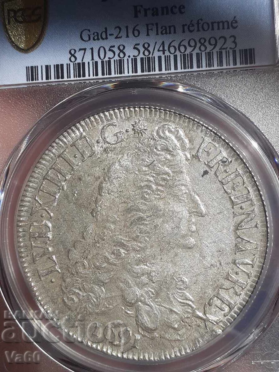 Ecu 1691 Rennes Franța argint AU58 PCGS - 5 Ecu 1691 Rennes Franța argint AU58 PCGS - 5