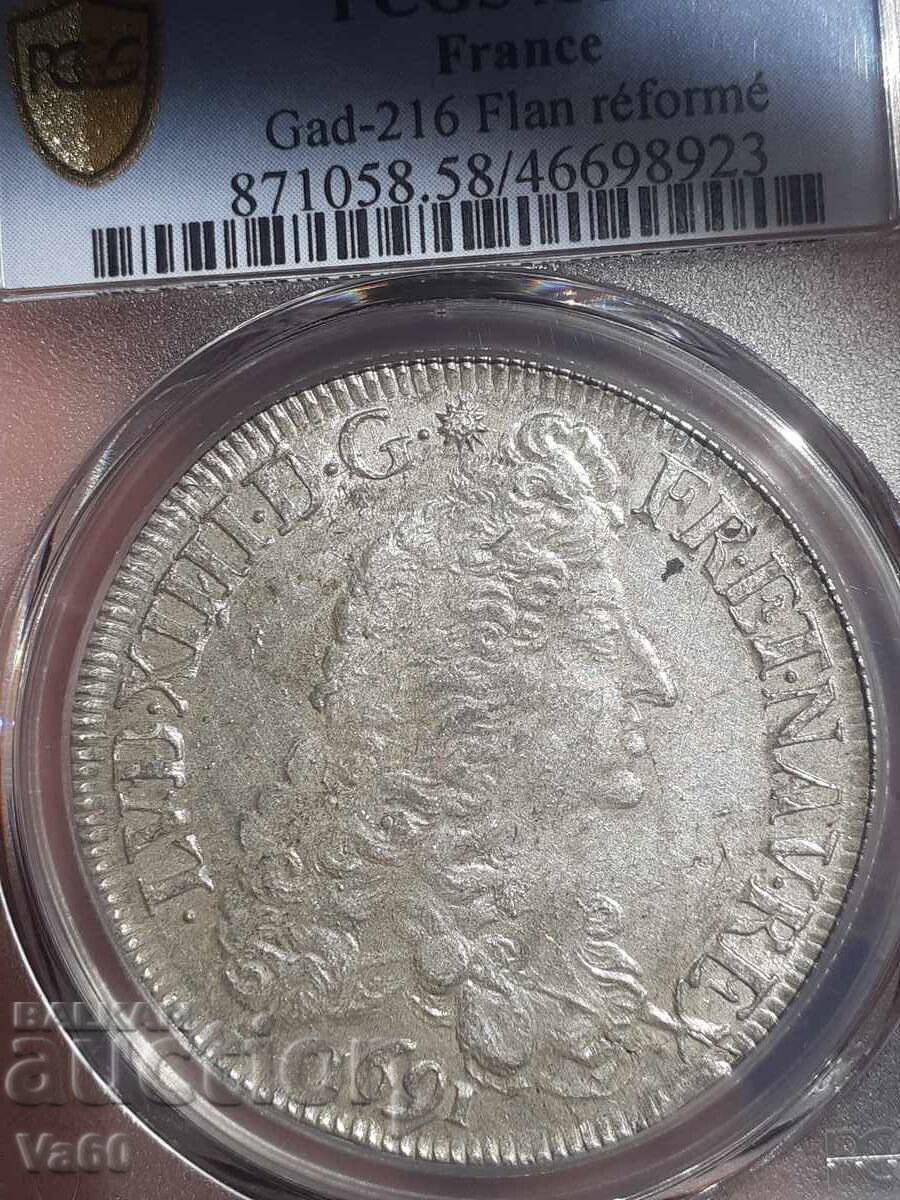 Ecu 1691 Rennes Franța argint AU58 PCGS - 6 Ecu 1691 Rennes Franța argint AU58 PCGS - 6