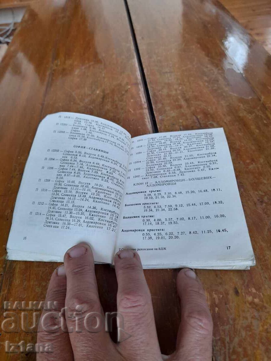 Аукцион Съкратено БДЖ разсписание 1981-1982