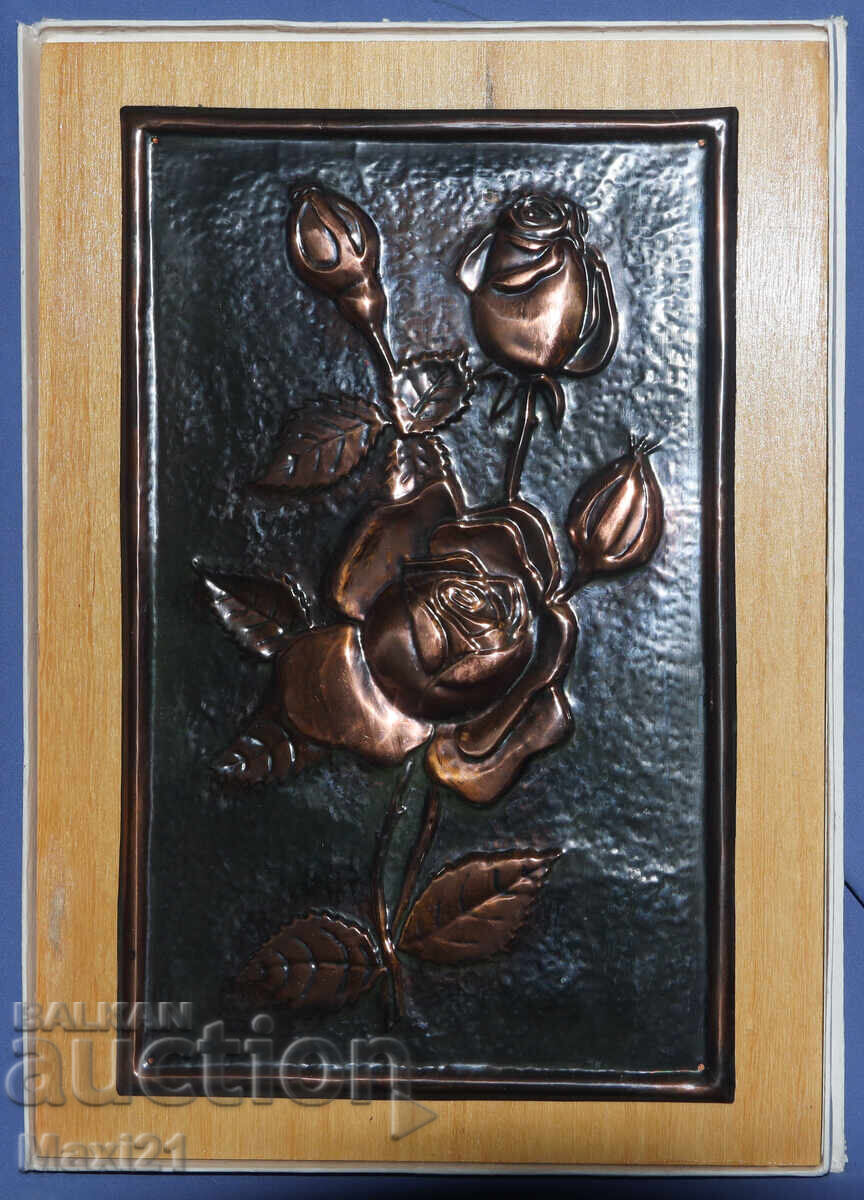 Δημοπρασία Διακοσμητικό χειροποίητο χάλκινο πάνελ, νεκρή φύση