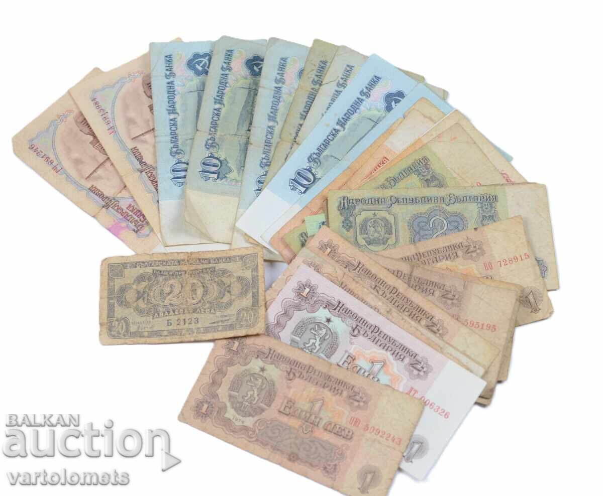 Lot of 30 banknotes 1947 - 1974 - Bulgaria, soc Lot of 30 banknotes 1947 - 1974 - Bulgaria, soc