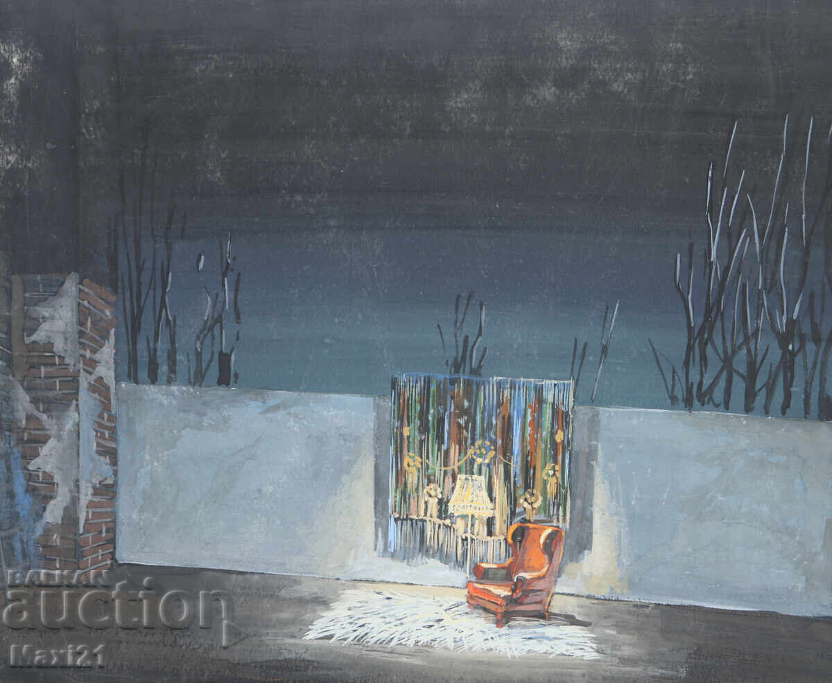 Livrarea Pictură guașă scenografie interior